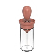 AHOYE 烘焙料理定量玻璃油瓶 附矽膠油刷 酒紅色, 350ml, 1個