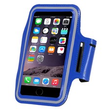 防水透氣排汗反光手機觸控雙層運動臂包 (6.8吋以下通用) 藍色