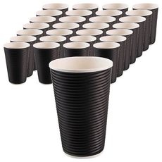 瓦楞不燙杯 16oz 黑色 直徑90 x 130mm 25個, 5包