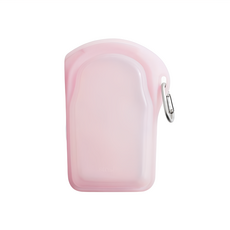 stasher GO 隨行矽膠密封袋 - 戶外新系列, 回收鋁製金屬環, 輕薄好攜帶, 可重複使用, 12.7 x 21.59 x 3.81cm, 粉紅色, 1入, 1個