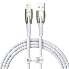 Baseus 倍思 燈環系列 USB-iPhone 快充傳輸線 2.4A, 白色, 1m, 1條