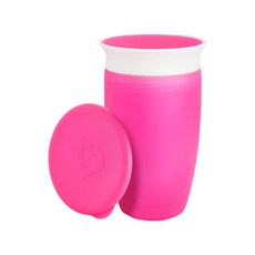 munchkin 滿趣健 360度防漏杯 附蓋 12個月以上 296ml, 粉色, 1組