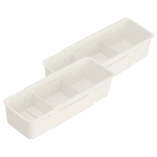 Couselect 廚房衣櫃抽屜伸縮分隔收納盒窄款 米白色 伸縮自如 節省空間 多場景適用, 27 x 9.7 x 6.3cm, 2個