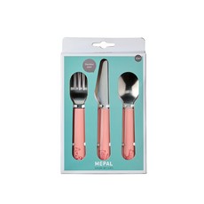 MEPAL MIO兒童餐具三件組, 100%無BPA, 食品安全認證, 粉紅, 1組, 湯匙 + 刀子 + 叉子