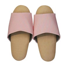 TAIWAN SLIPPER 台灣犀利趴 療癒系舒活草蓆室內拖鞋, 恬粉直條, 260, 1雙