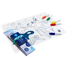 Super Petit 矽膠彩繪餐墊組 幼童塗鴉餐墊 可彎曲折疊 可重複上色, 極地動物, 1組