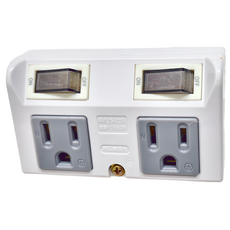 zushiang 日象 ZOEW-S3222 高負載安全壁插 2開2座插頭 3孔 125VAC 15A MAX 1650W 台灣製造, 9cm, 白色 + 灰色, 1個