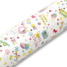 Good Given 糖果圖案大捲金屬光澤塑膠包裝紙, 1個, 白色