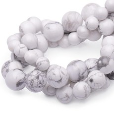 Chicager 주얼리 제작용 천연 보석 비즈 6mm 블루 토르말린 광택 매끄러운 라운드 원석 비즈 팔찌 목걸이용 38.1cm(15인치), 8mm, Howlite