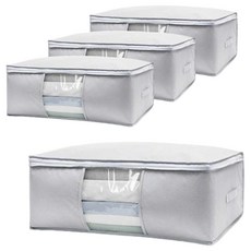 QiaoKao 이불 보관 패브릭 리빙박스 대형, 그레이, 4개