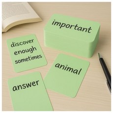 교육용품 놀이학습 단어연습 창의력키우기 상상페이퍼 컬러 양면 단어카드 100매x2세트(그린)