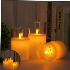 LED촛불 화재 걱정 없는 안전한 유리병 LED 가짜 양초 무드등 흔들리는 불꽃 일렁이는 전자 촛불 인테리어 소품 세트, 15cm