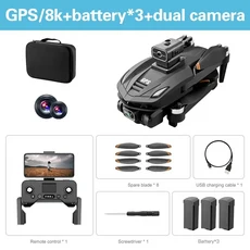 샤오미 미지아 V168 GPS 드론 전문가용 8K HD 항공 카메라 5G WIFI 브러시리스 모터 장애물 회피 접이식 RC, 02 Black-8K-2S-battery3