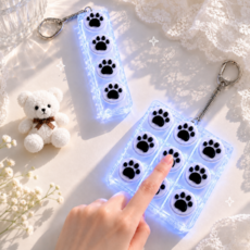 키캡월드 LED 곰돌이 발바닥 키캡 키링 클리커 딸깍이 키보드 키홀더, 1개, 화이트 4구 1개, 화이트 4구