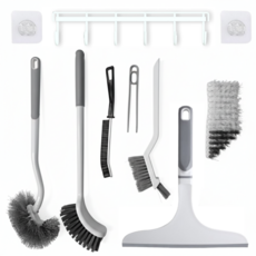 니드닛 욕실 청소 도구 세트 8종 화장실 청소솔 바닥솔 틈새 브러쉬 스퀴지 변기솔 거치대, 1세트, 혼합색상