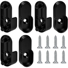 타원형 옷장 막대 끝 지지대 나사가 달린 15mm x 30mm 블랙 금속 홀더 6팩 지지대용 브래킷 걸이 바용 U자형 캡