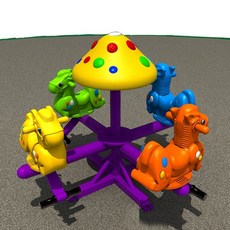 야외 회전 목마 유치원 놀이 터 기구 스윙 펜션, 4인용 포니 회전의자 130x130x80