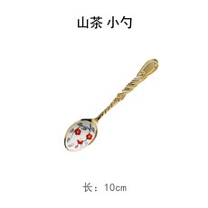 高桑金屬 日式不鏽鋼花朵咖啡勺 復古點心小茶勺 長10公分, 1個, 山茶*一個