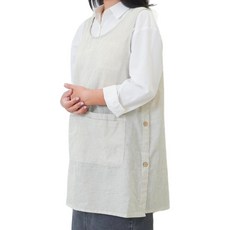 토이토 시어서커 스트라이프 앞치마 주방 어린이집 교사, 1개, 베이지 FREE