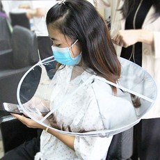 투명 컷트보 가정용 셀프 미용 머리카락받이 커트보 파마보 염색보 이발 가운 망토 받침, 1개