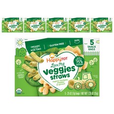해피토트 러브 마이 베지 스트로우 어린이 곡물과자 35g, 병아리콩 + 체다 + 시금치(Chickpea + Cheddar + Spinach), 6개