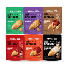 허닭ON 바로먹는 촉촉퐁당 실온 닭가슴살 6종 혼합, 12개, 120g
