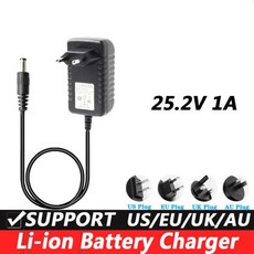 25.2V 1A 리튬 배터리 충전기 6 스트링 18650 팩 폴리머 드릴 EU 플러그, 01 유럽 ​​연합, 01 25.2V 1A