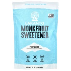 라칸토 에리스리톨이 몽크프루트 감미료 파우더 가루 분말 16온스 454g Lakanto Monkfruit Sweetener Erythritol Powdered 16oz