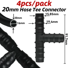 호환 KESLA 가든 3/4인치 암나사 커넥터 바브형 16 20 25mm PE 호스 탭 어댑터 피팅 드립 관개 시스템, 03 R-20mm-Tee-4pcs