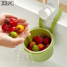 Z3JC 廚房水槽防堵漏網掛水池網格置物洗菜盆按壓式瀝水碗過濾掛籃, 1個, 【10cm】綠色