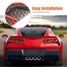 스모크 테일 라이트 커버 2014-2019 쉐보레 콜벳 C7과 호환 벌집 텍스처 암막 키트 (4피스) 틴트 아크릴 렌즈 코르벳 C7 후면 램프 장식 외부 액세서리(스모크