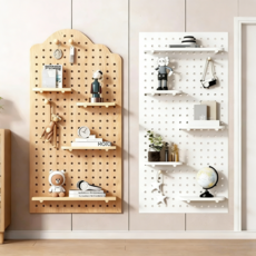 洞洞板置物架 墻上置物裝飾 免釘安裝, 奶咖色, 1個