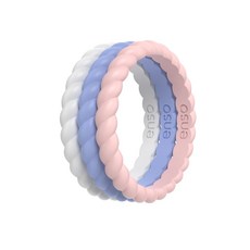 엔소 링 스택형 브레이드 실리콘 결혼 반지 – 저자극성 남녀 Enso Rings Stackable Braided Silicone Wedding Ring – Hypoallergeni, 오션 브리즈/핑크 샌드/화이트, 9