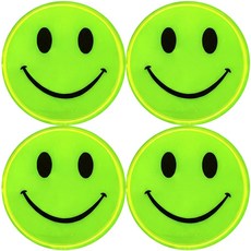 고아웃타운 스마일 안전 야간 반사 스티커, 4개, 형광