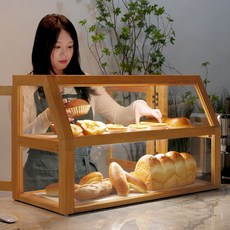 오울루 베이커리 디저트 카페 1320 원목 수납장 쇼케이스 진열대 2size, 브라운