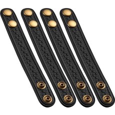 [4] 황동 스냅이 있는 5.1cm(2인치) 듀티 벨트 키퍼 5.3cm(2 1/4인치) 와이드 벨트용 (4팩) 숨겨진 이중 스냅 클로저가 있는 블랙 고광택, 바스켓 위브 가죽 황동 스냅