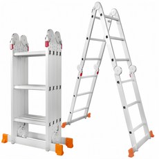 Tavoe4단 접이식 다기능 사다리 두꺼운 알루미늄 A자 사다리 일자형 사다리 미끄럼 방지 안정적 간편 수납T258-026, 1개