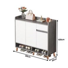 現代簡約多功能鞋櫃 可調隔板頂部平台收納 底部透氣鞋架, 莫蘭迪灰, 1個