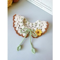 반려동물 목도리 DIY 키트 강아지 고양이 스카프 겨울 뜨개질 패키지 액세서리, 봄 들판 작은 꽃 목걸이, 1개