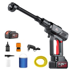 YUON 독일기술 초강력 무선 고압 세척기 세차기 분사기 충전식 휴대용 가정용, 배터리1개 풀세트+고품질호스5m