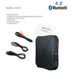 PzzPss 블루투스 5.0 4.2 수신기 및 송신기 오디오 음악 스테레오 무선 어댑터 RCA 3.5MM AUX 잭 스피커 TV 자동차 PC 용, [01] KN319, 01 KN319, 1개