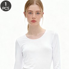 제임스딘 여성 긴팔내의 흰색내복 9부내복 상의 가을 겨울 기본 무지 백색