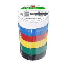 3M 170 고성능 6종 칼라전기테이프, 3M 170 고성능 전기테이프, 19mmX10m 6칼라셋, 1개