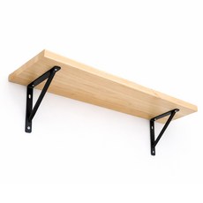 미송집성 원목선반 장선 벽선반대 목재 세트, 1단, 블랙