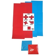 sk 석광교재 오징어게임 딱지치기 종이 딱지접기 전통놀이 빨강 1세트 파랑 1세트 10x10cm 민속놀이만들기, 단품, 단품