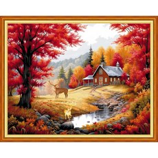 초보자를 위한 레드싱 스탬핑 크로스 키트 자수 다양한 패턴 스타터 DIY 프린트 바늘 포인트 11CT - 피콕 플라워 16x20 인치, Arts patterns24, 1개