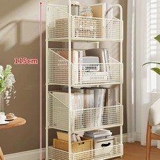 세탁물 이동식 다용도 빨래바구니 3단 카트, B. 화이트 4단 플로어 스탠딩 타입