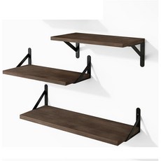 實木壁掛隔板墻上一字板北歐風置物架臥室儲物架客廳裝飾收納架子居家生活用品廚房收納浴室收納居家收納置物架收納架儲物架, 三片40x15x1.5厘米衛星棕色+6