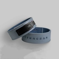 FITTERGEAR 牛皮快扣健力式健身腰帶 (快扣 專業 大重量 訓練 硬拉 舉重 深蹲 牛皮護腰 高質感 非SBD), 灰藍,XL號 94CM-113.5CM, 1個