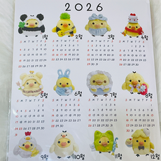 옐상 리락쿠마 키이로이토리 테마 2026 달력 포스터, 1개, 키이토리
